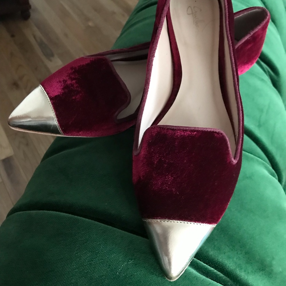 EUC Anthropologie Burgandy Velvet flats -EUC